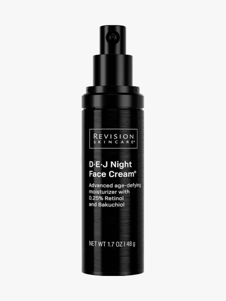 Revision Skincare D·E·J Night Face Cream in branded component on a light gray background