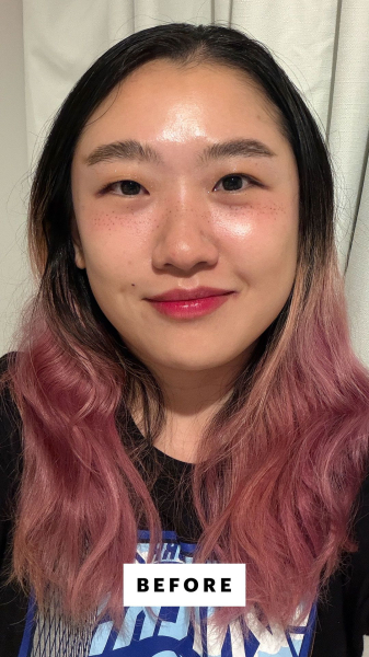 Allure Commerce Editor Sarah Han before using Dr. Groot Scalp Revitalizing Solution Thickening Shampoo Conditioner